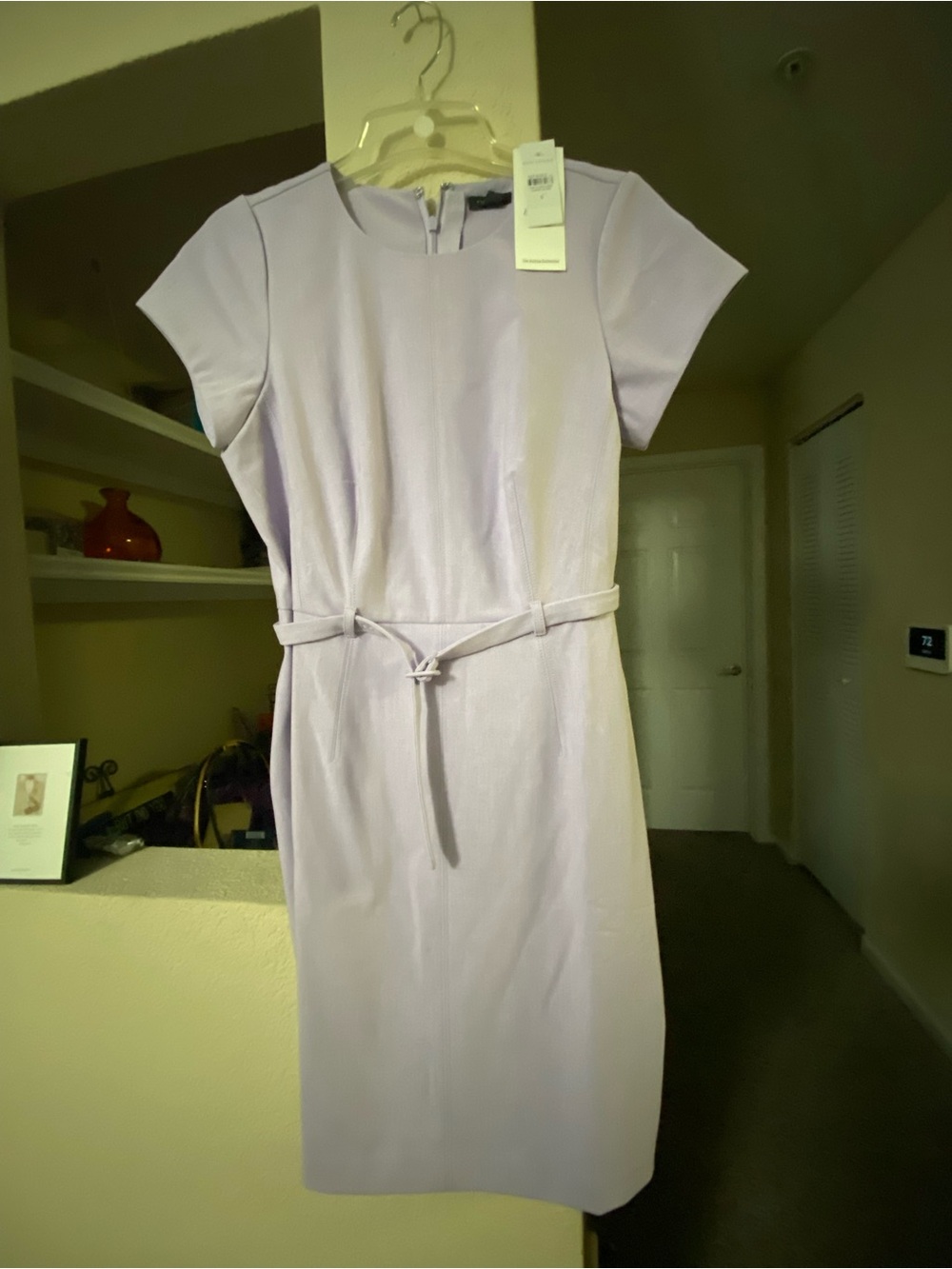 Ann Taylor Lavender Sheath Dress with Self Tie Belt